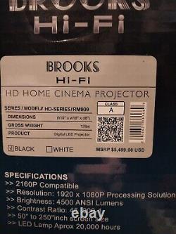 BROOKS HOME THEATER SYSTEM, Projector with screen, Full surround sound, 1000w s/bar
