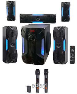 Système de cinéma maison/karaoké Bluetooth Rockville HTS56 1000w 5.1 canaux + microphones JBL